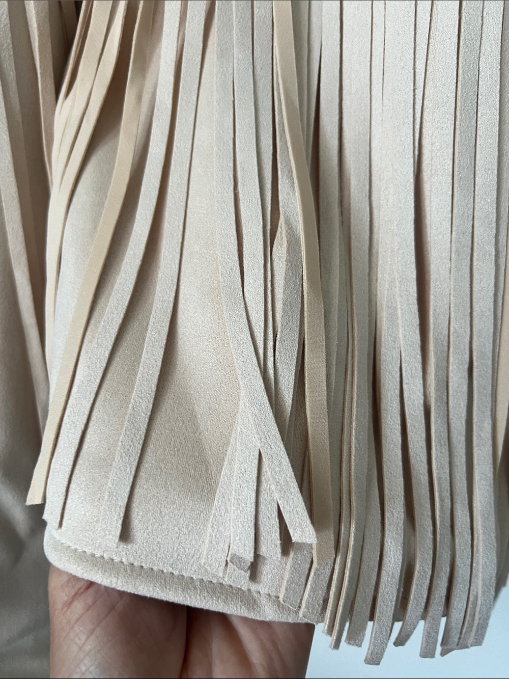 INDUSTRY Beige Fringe Faux Suede Cropped Jacket - Picture 8 of 11